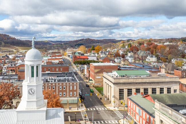 Downtown Waynesburg features local shops and historic architecture.