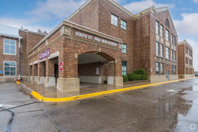 South Saint Paul High School is located on a bluff overlooking the Mississippi River.