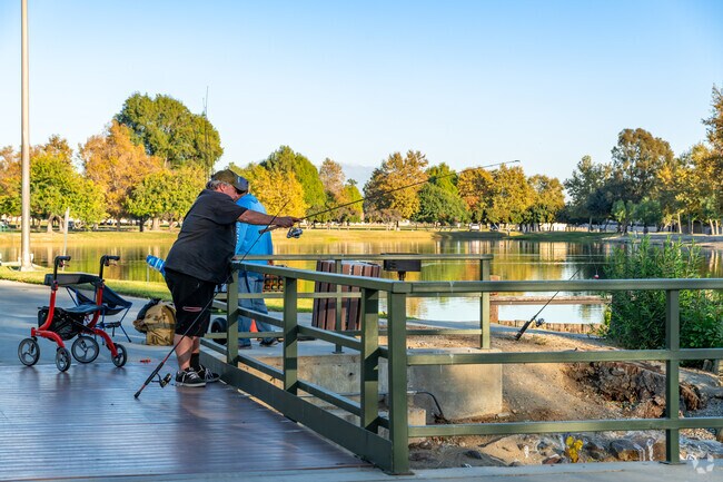 Ontario locals enjoy a day of fishing at the Cucamonga-Guasti Regional Park.