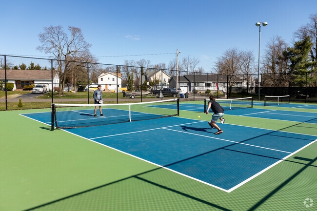 Bring your friends for a game of Pickleball in Thompson park.