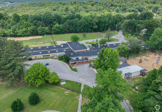 Mature trees surround the campus of Sterchi Elementary School in Uptown Knoxville.