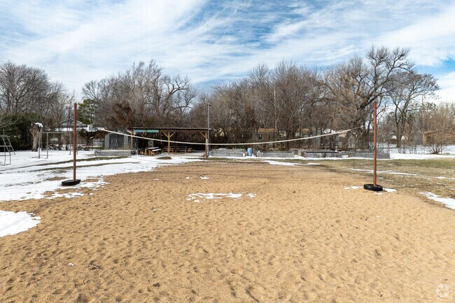 There is an outdoor volleyball court at St Anne Elementary School.