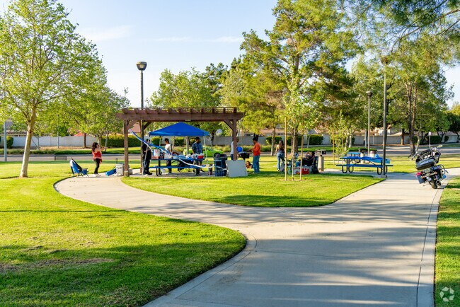 Pedrorena Park provides grassy spaces and gentle shade for relaxing family picnics in Armada.