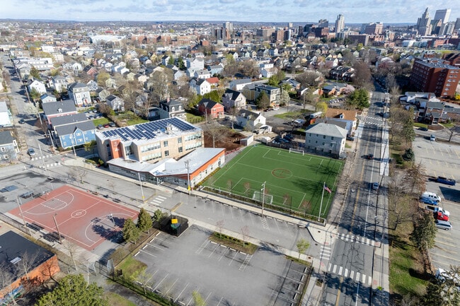 An overview of the grounds of Community Preparatory School in Lower South Providence, RI.
