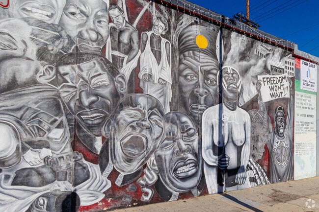 The neighborhood has many murals commemorating and celebrating.