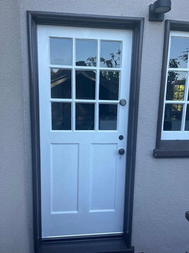 front door with about 10 steps