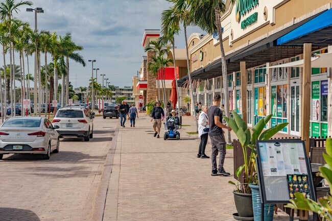 Shopping options line Hallandale Beach Boulevard in the city’s busy corridor.