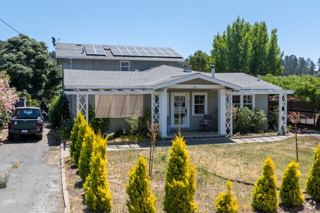 Cozy bungalow home in Corralitos offers original details and modern sustainability.