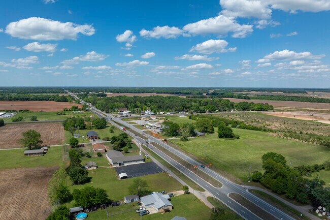There are pockets of homes amongst the large farms in Tanner Alabama.