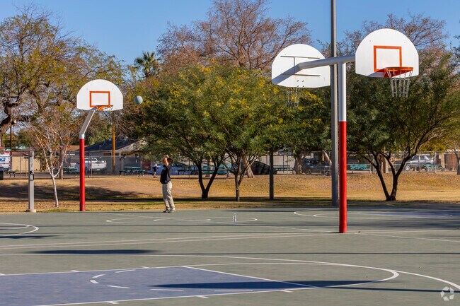 Tempe’s Mitchell Park has many basketball courts so you can practice or play with friends.