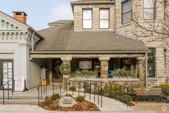 The public library of Skaneateles is located in a beautiful historic building.