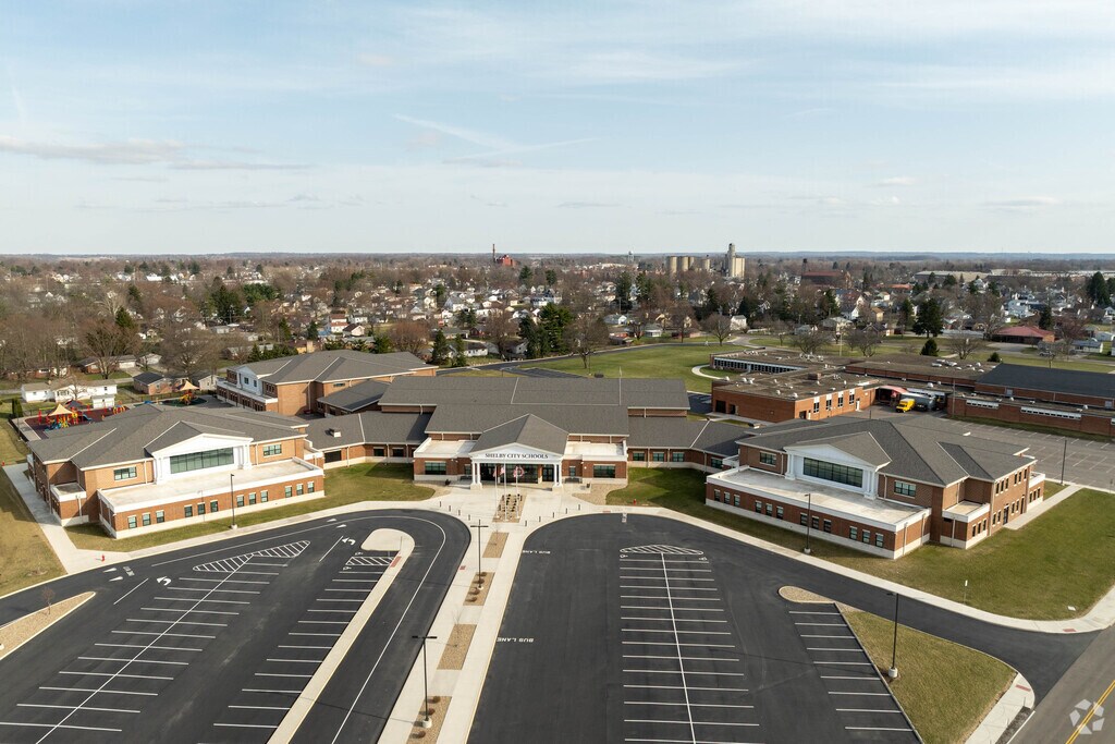 Students from preschool to eighth grade attend Shelby PreK-8 School in Shelby, Ohio.