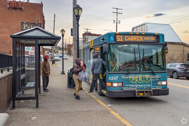 Knoxville has PRT bus stops up and down Brownsville Road.