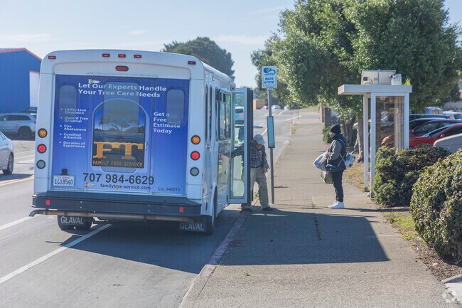 Mendocino Transit Authority services multiple regular bus routes throughout Fort Bragg.
