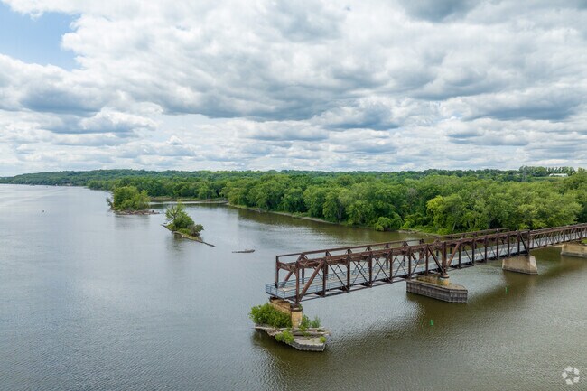 The historic Swing Bridge on the Mississippi River.