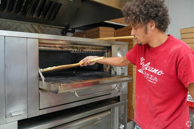 Pizzas are made fresh at Volcano's Pizza in Beardsley.