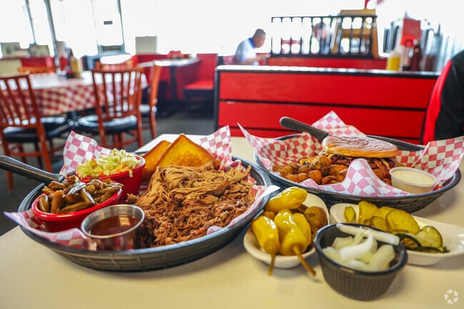 Try the Drunken Chipmunk or a BBQ plate with house made pickles at Knotty Pig in Moeller Heights