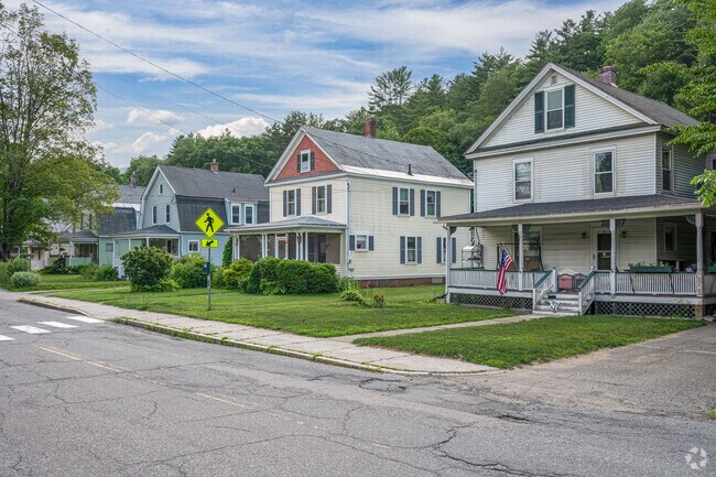 New England homes line a quiet street in Windsor.