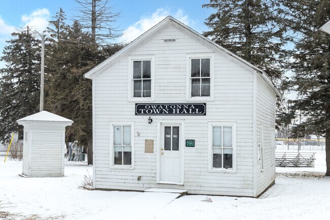 The original Owatonna Town Hall can be found in the Village of Yesteryear.