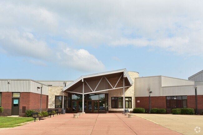 A wide shot of Herget Middle School.