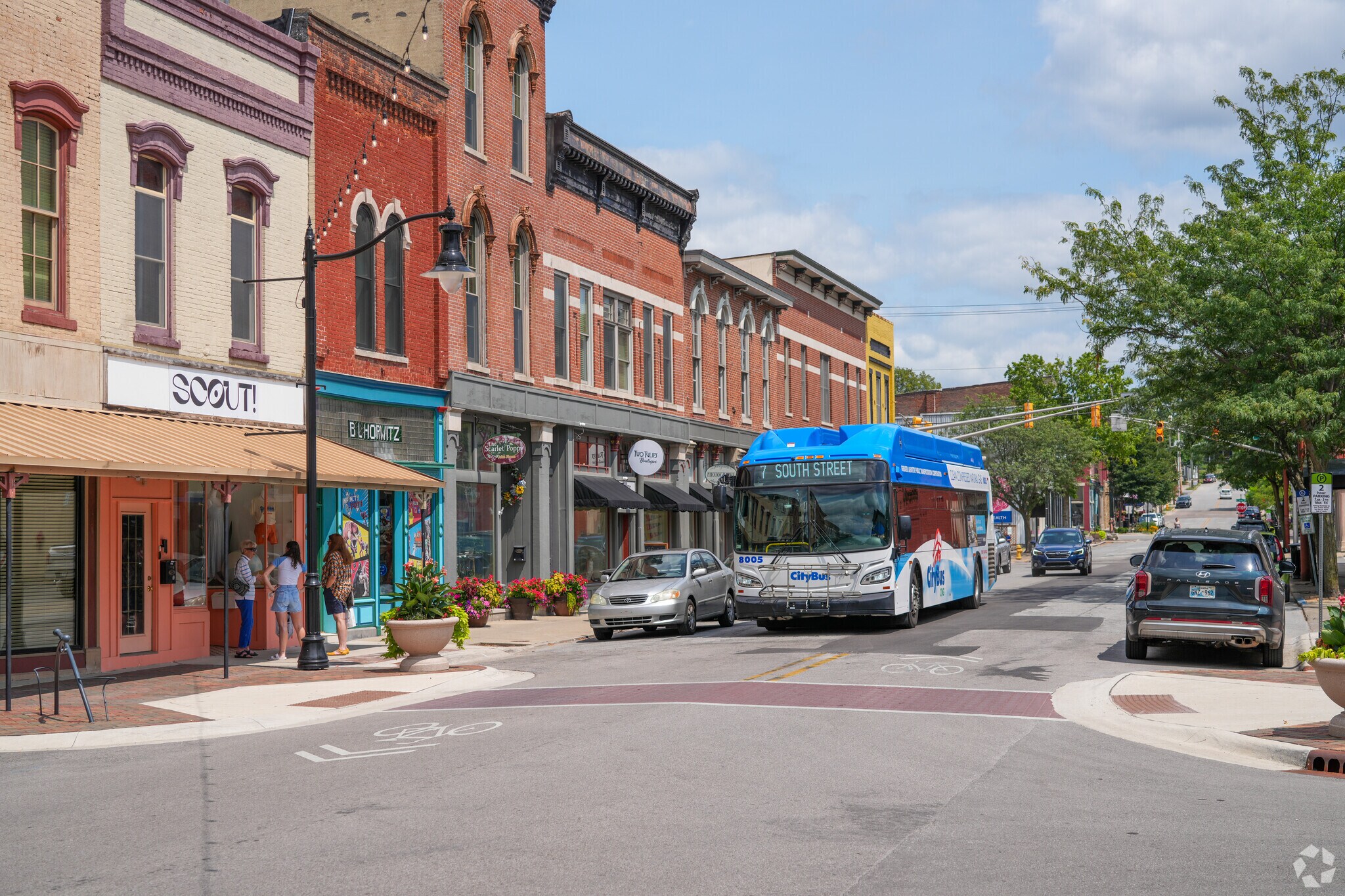 The City Bus stops throughout Downtown Lafayette.
