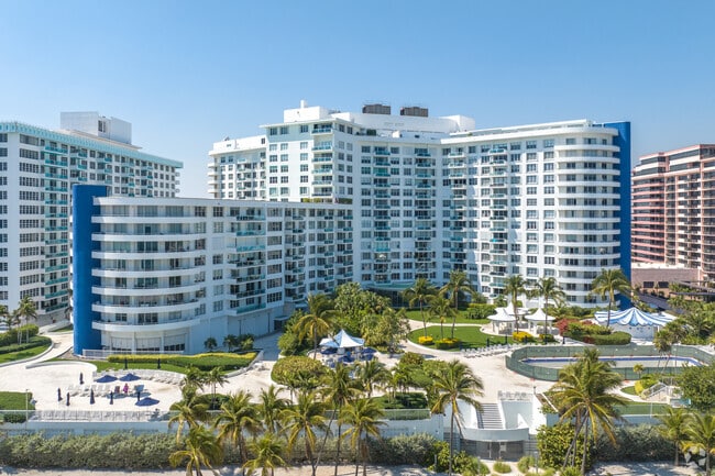 Beachfront condos line the sand along Oceanfront, Miami.