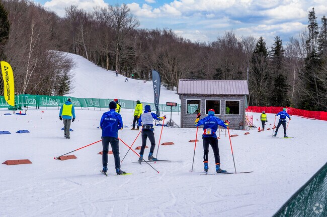 Cross country skiers participate in a race at Prospect Mountain, near Bennington.