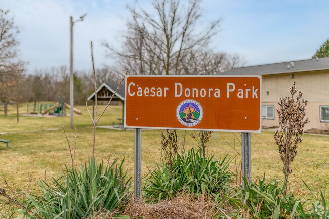 Caesar Donora Park is a Fabulous Acres park with green space, picnic shelter, and playgrouind.