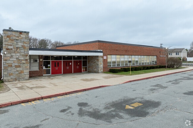 The front entrance at Stone Hill Elementary School.