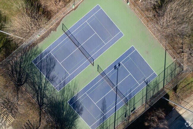The tennis courts at East Poplar Recreation Center are popular amongst locals.