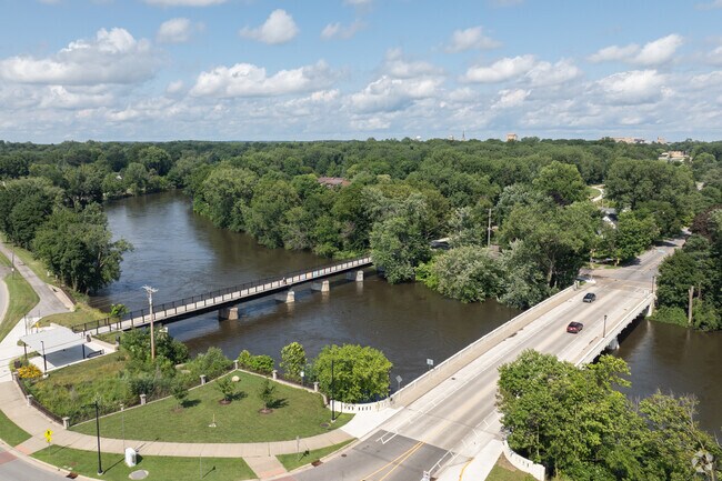 Downtown South Bend is just on the other side of the St Joseph river from North Shore Triangle.