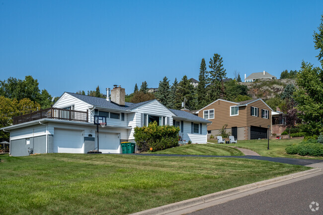 Ranch style homes line the elevated streets of Lakeside-Lester Park.