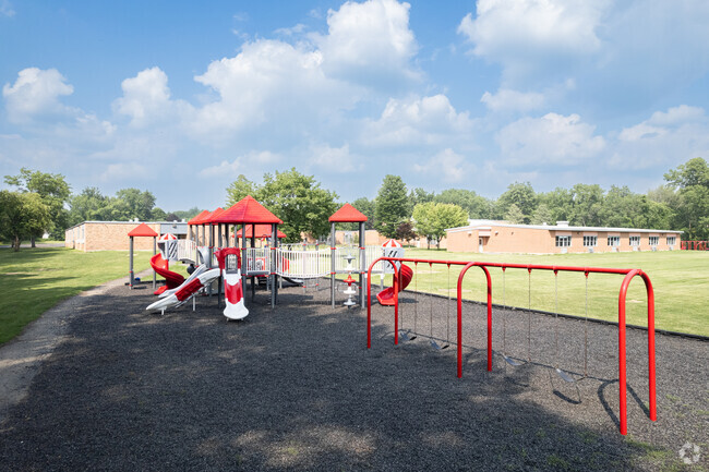 The Lynnwood Elementary School playground is colorful and inviting to students of all ages.