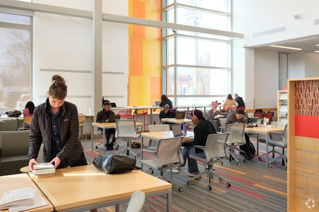 Forest Glen residents can gather to study or read at the local library.