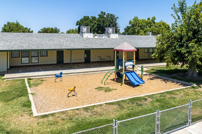 The kindergarten playground at Thomas Elementary School in Fresno keeps smaller children safe.