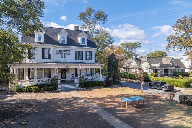 Greek revival style homes line the streets of Milledge Avenue Historic District.