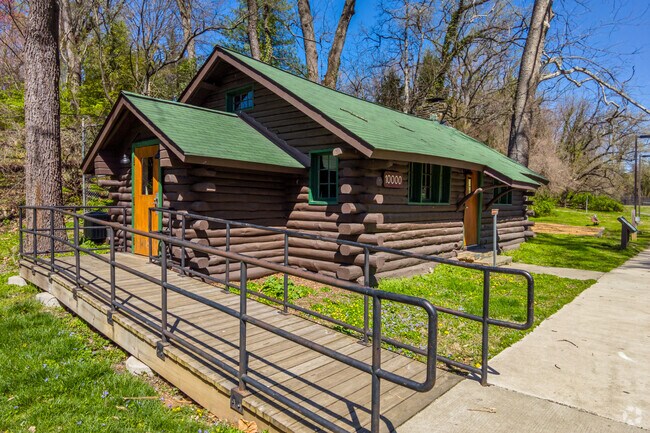 Kensington Cabin Park features a historic 1930s Log Cabin.