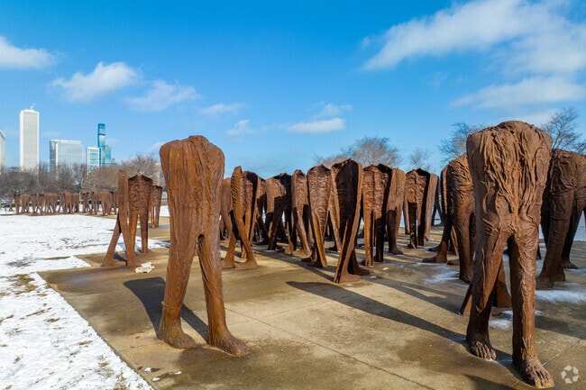 Sculptures in Grant Park give the park a unique character for residents of Printers Row.