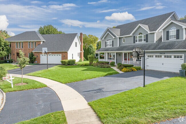 Modern traditional style homes are in abundance in River Woods.