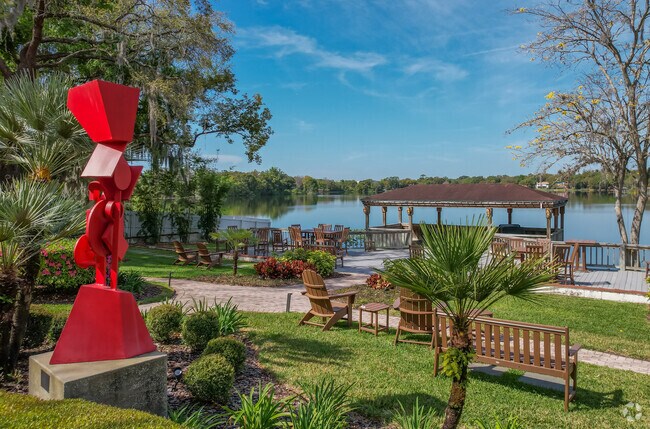 This is the view from Enzo's on the Lake, in Longwood, of the beautiful outdoor dining pavillion