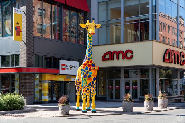Come visit Gio Giraffe outside Lego Discovery in Assembly Row in East Somerville.