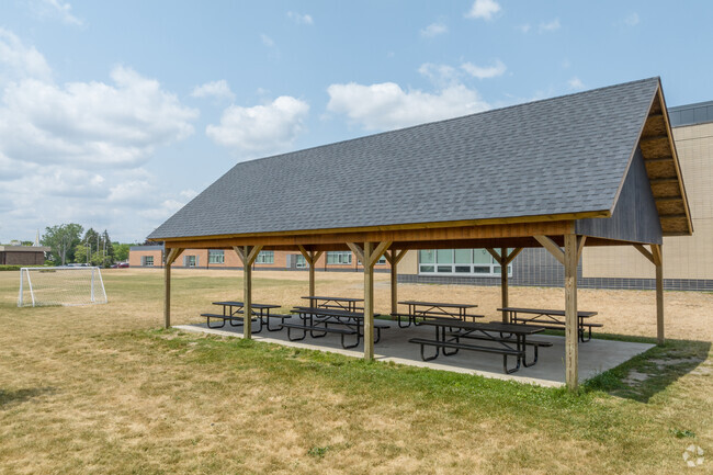 Picnic tables and open spaces at Pattengill Academy in Lansing.
