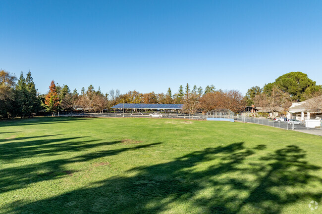 The field at St. James School is great for sports.
