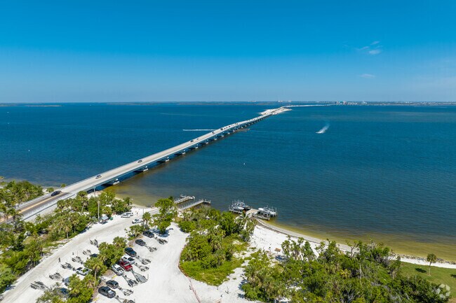 Punta Rassa is connected to mainland by its spectacular Sanibel Causeway Bridge.