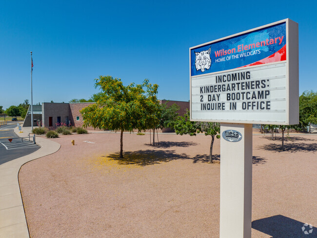 Wilson Elementary School sign welcomes new students.