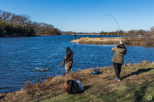 Residents in Topeka can fish around the lake year round..