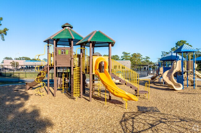 Ocean Drive Elementary School has slides and playgrounds for students.