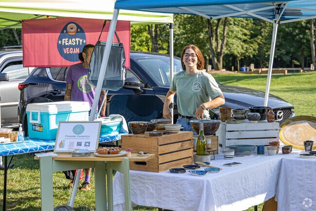 Vendors enjoy the beautiful day at The Parsippany Farmers Market.