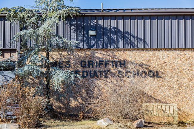 Close up shot of the text of James Griffith Intermediate Elementary School.
