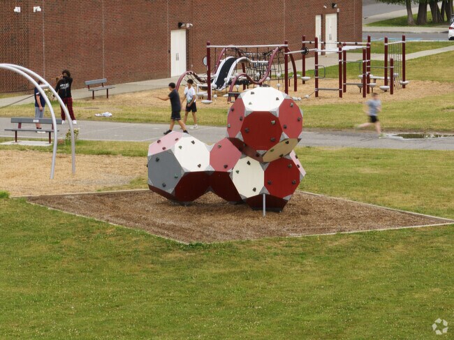 Original climbing on the playground in Red Hook.